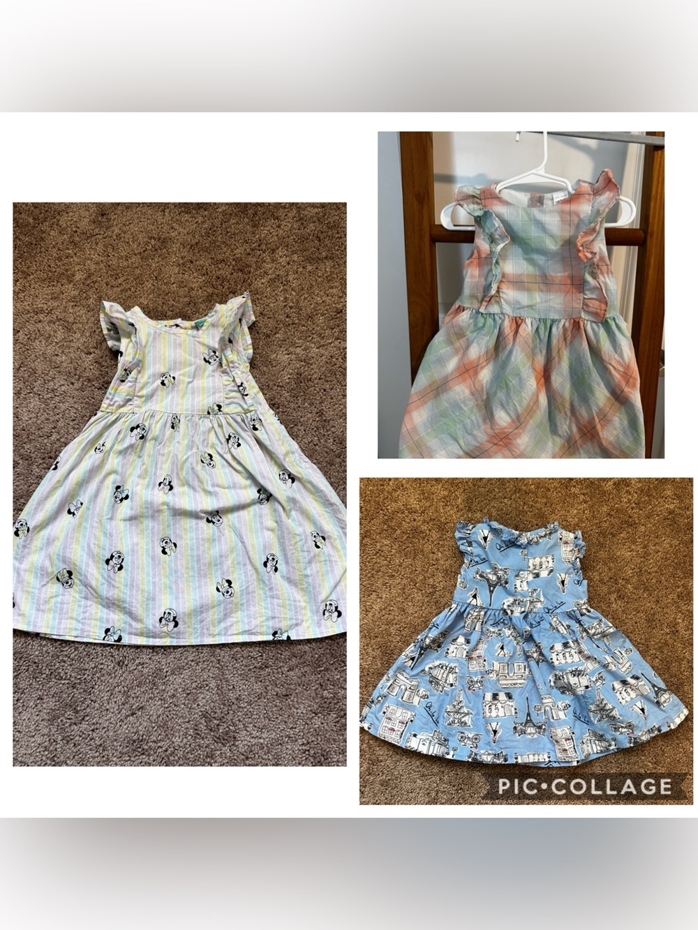 3-piece Set Bundle Girls 18-24m Dresses: Disney Minnie, Paris-themed, Pink Plaid